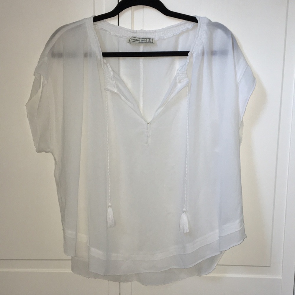 Abercrombie & Fitch White Tassel Top